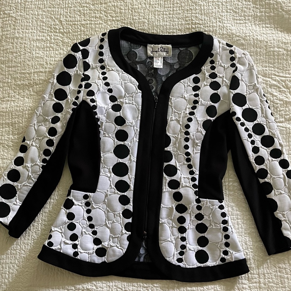 Joseph Ribkoff Black and White Polka Dot Jacket